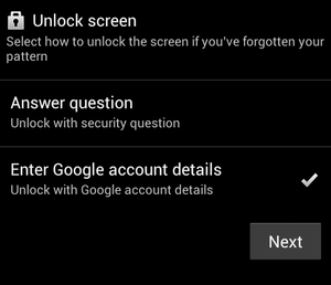 unlock pattern with google account