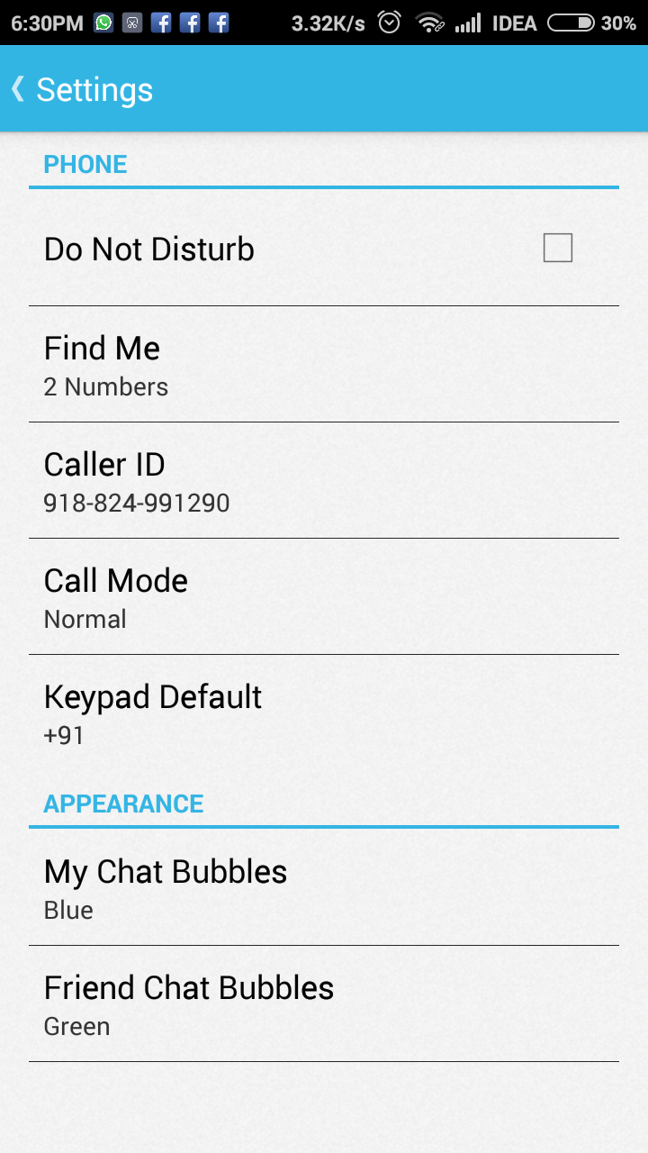 Caller id faker app settings