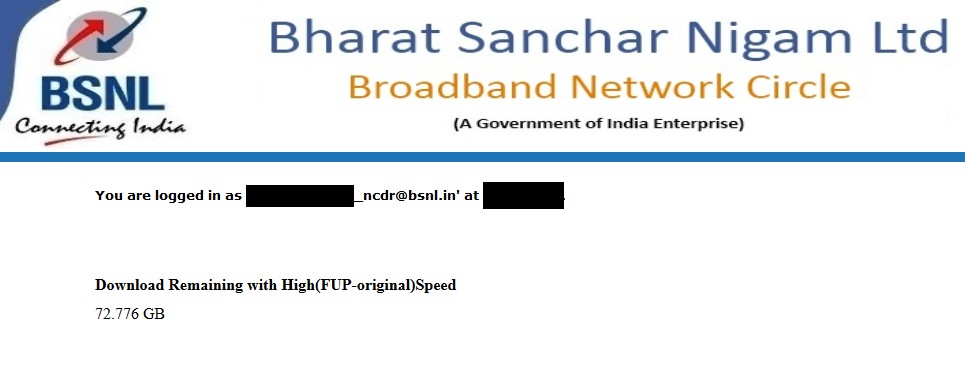 bsnl data usage check