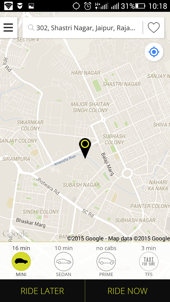 ola cab booking with mobile