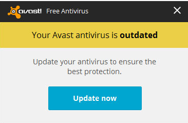 your avast antivirus is outdated