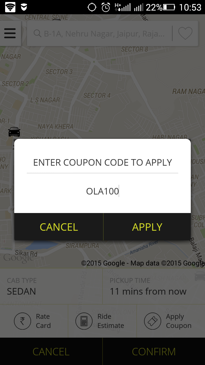 how to apply ola coupon code