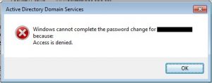 Check Active Directory (LAN) account password settings Reset check