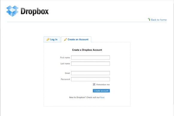 Sign up for Dropbox