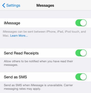 enable imessage on iphone 