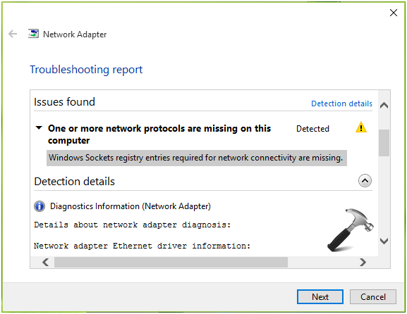 Fix “Windows sockets registry entries required for network connectivity are missing”