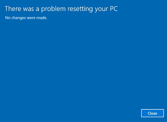 there was a problem resetting your pc windows 10