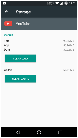 Clear YouTube app Cache