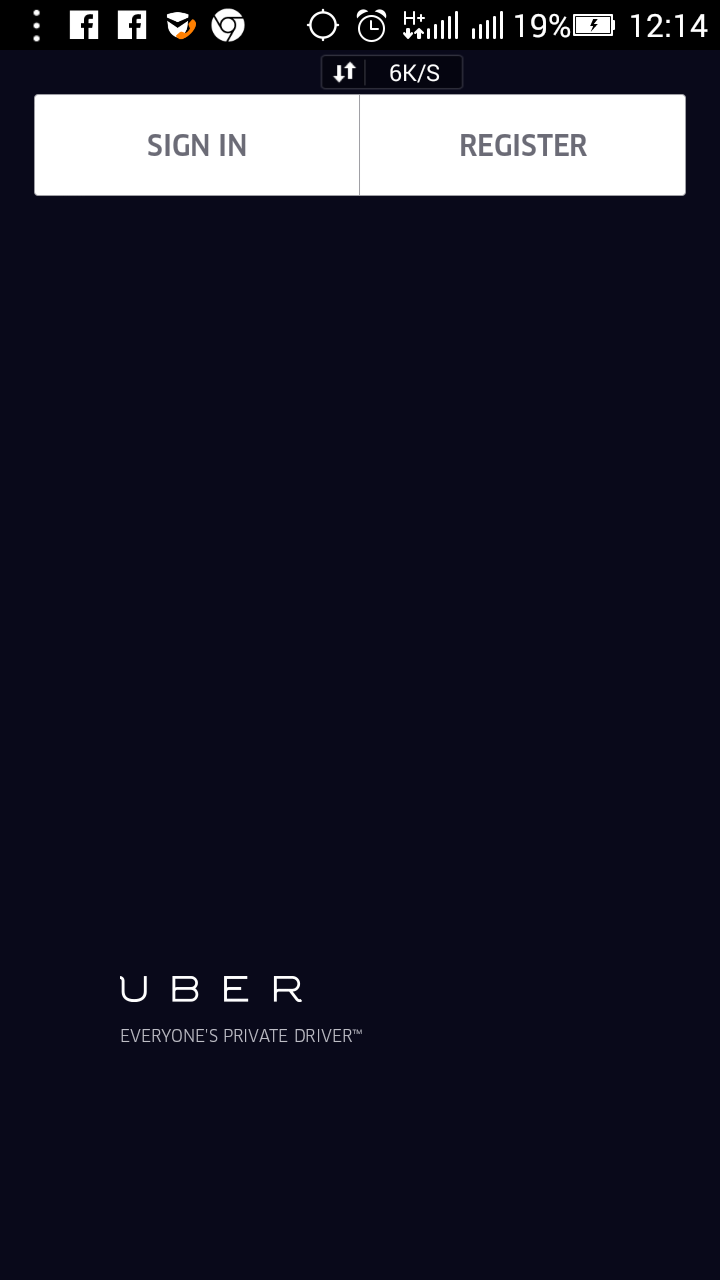 Uber new user registration
