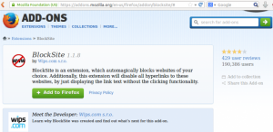 Block site add-on for firefox