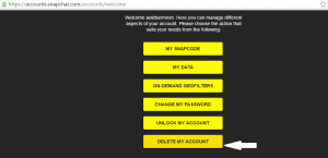 delete snapchat account on iphone
