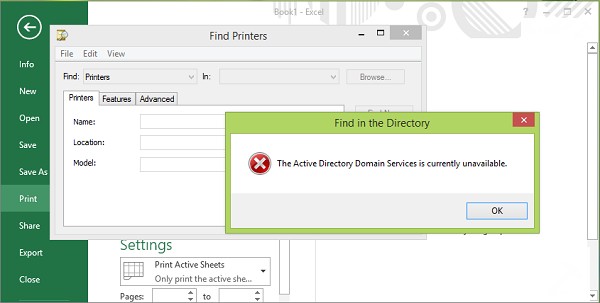 [Solved] “The active directory domain services is currently unavailable” Error