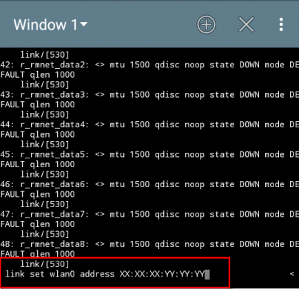 terminal emulator for android change mac address