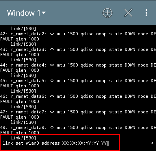 android terminal emulator change mac address