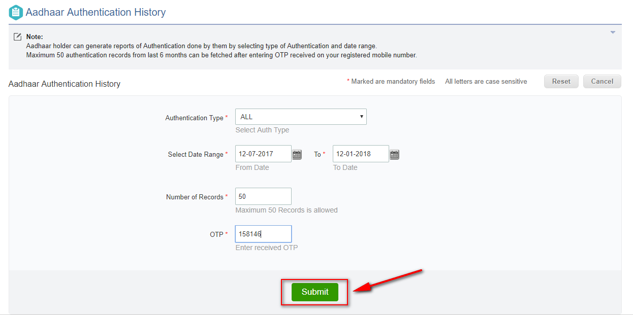 Check Aadhaar Usage History