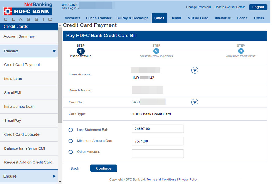 Credit Card Bill Payment Online