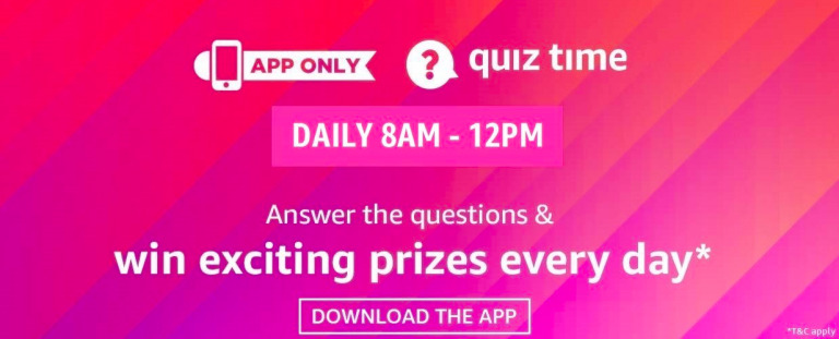 Amazon Quiz Contest Today Answer :Daily Updated Answer