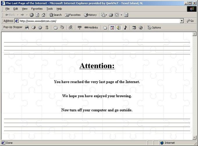 last page of internet 