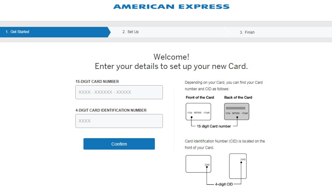 american express card confirm