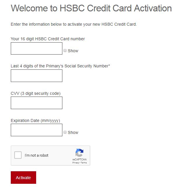 hsbc card activation