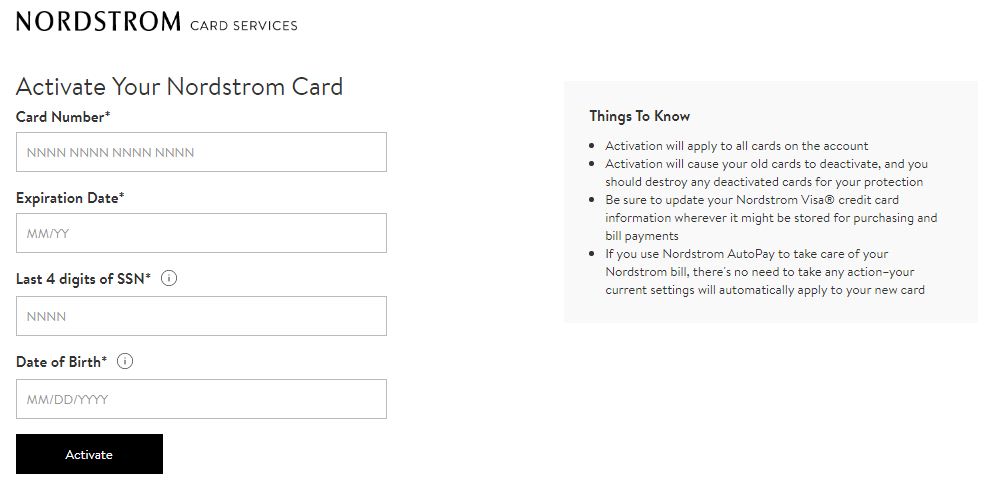 nordstrom card activation