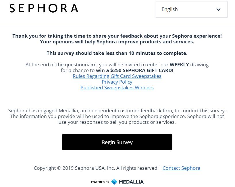sephora survey