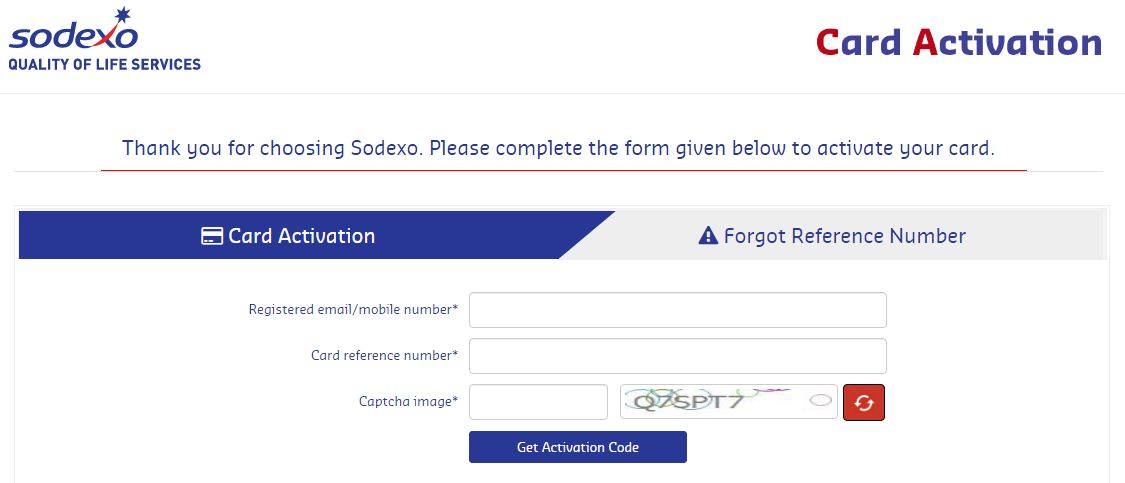 sodexo card activation