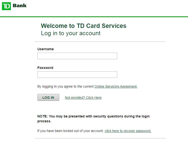 activate td bank card