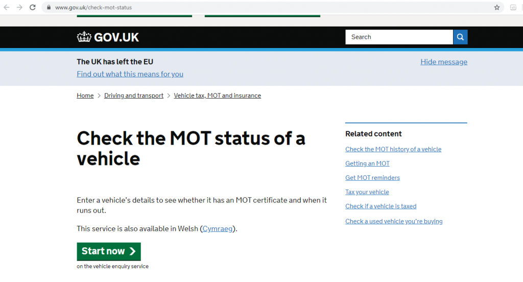 Check The Current And Historical Mot And Tax Status Of Any Vehicle