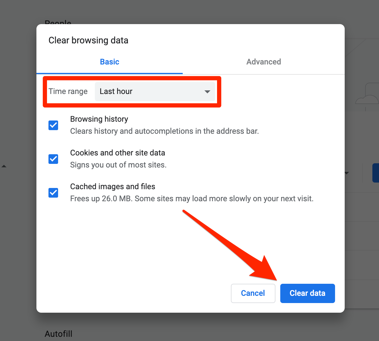 delete browsing data