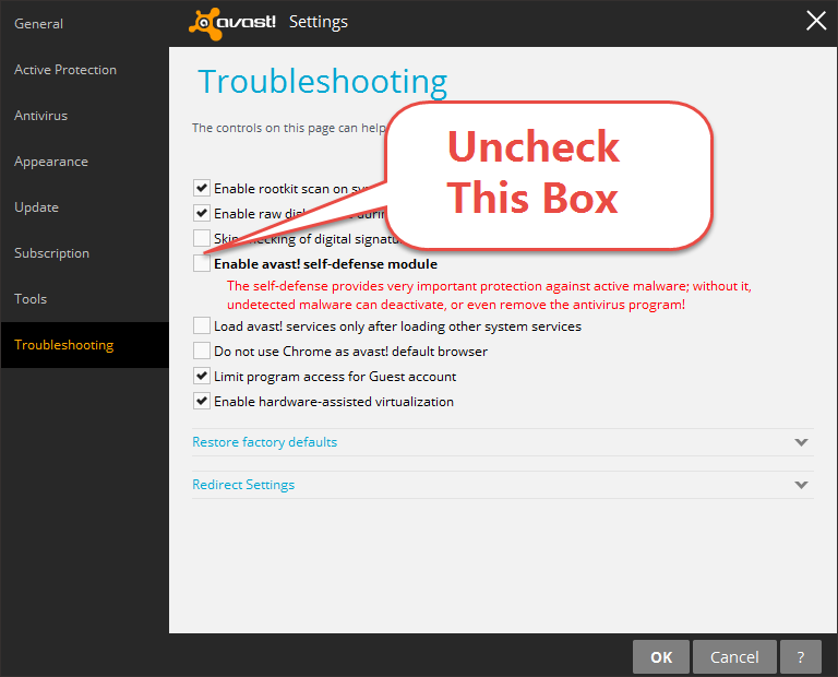 disabling the Self-defense Module