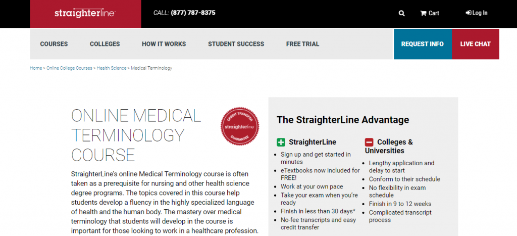 StraighterLine’s Online Medical Terminology Course