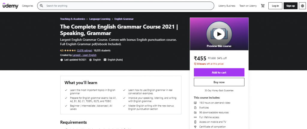 The Complete English Grammar Course 2021 | Speaking and Grammar
