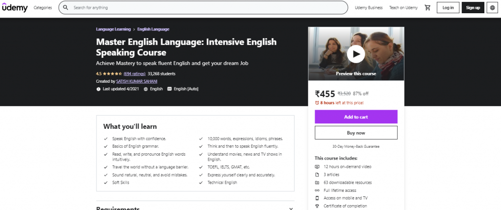 Master English Language: Intensive English Speaking Course