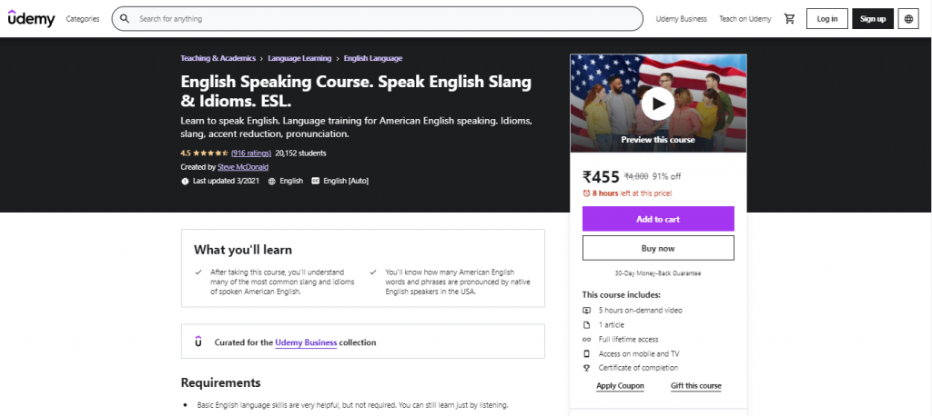 English Speaking Course, Speak English Slangs and Idioms, ESL