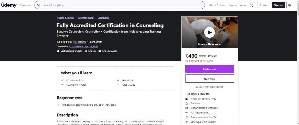 Fully Accredited Certification in Counseling