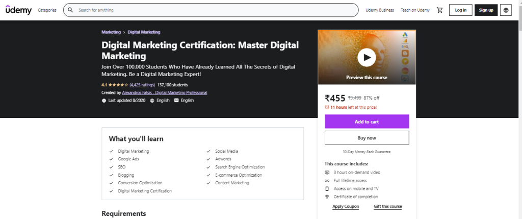 Digital Marketing Certification – Master Digital Marketing