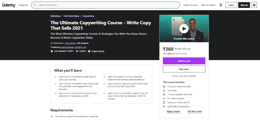 The Ultimate Copywriting Course – Write a Copy that Sells 2021