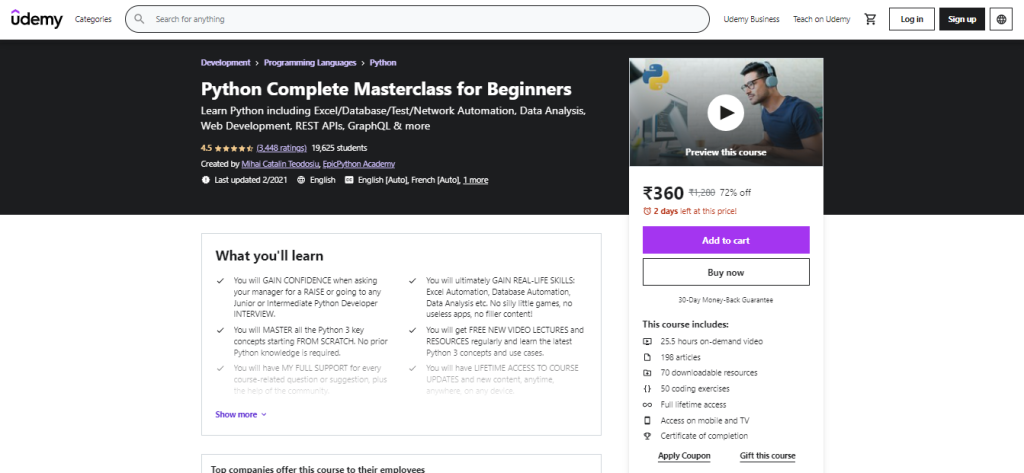 Python Complete Masterclass for Beginners