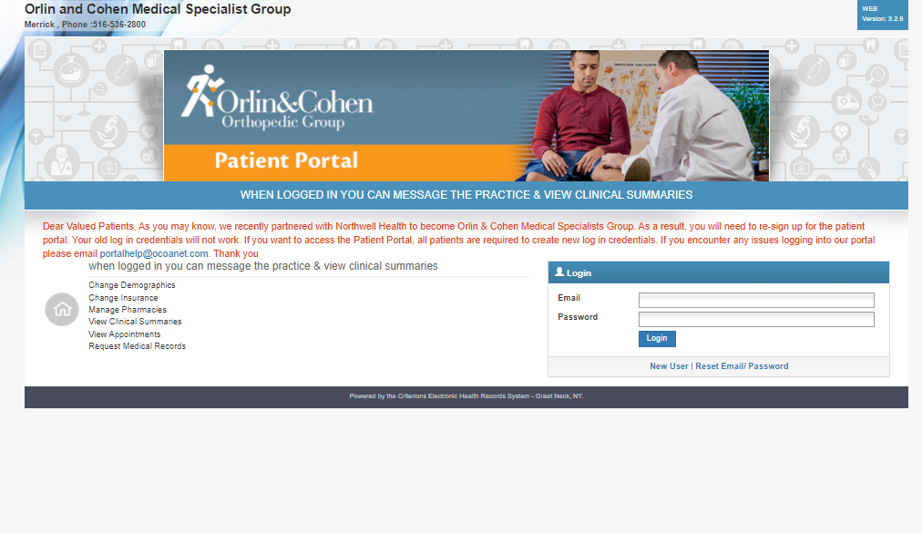 Orlin and Cohen Orthopedic Group Patient Portal