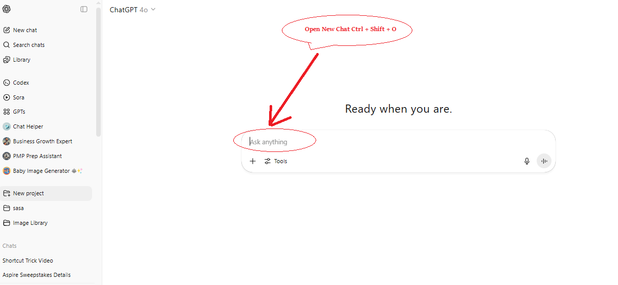 Open New Chat Ctrl + Shift + O